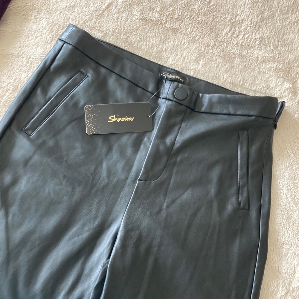 NEW supple black leather slim pants